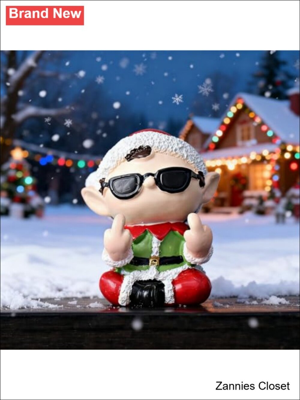 🎄 Whimsical Artificial Stone Elf Figurine Statue Tabletop Christmas Decor Gift